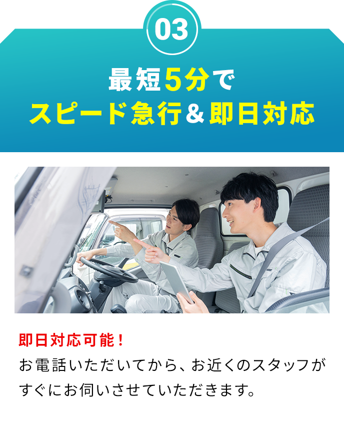 最短5分でスピード急行&即日対応